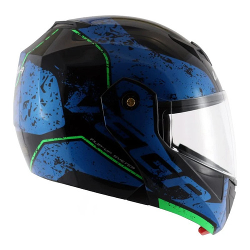 Vega Crux Dx Graphics Full Face Helmet - Poly Carbonate, Sizes S-XL, Black | 2 In 1 Design, Clear Visor, ISI Approved