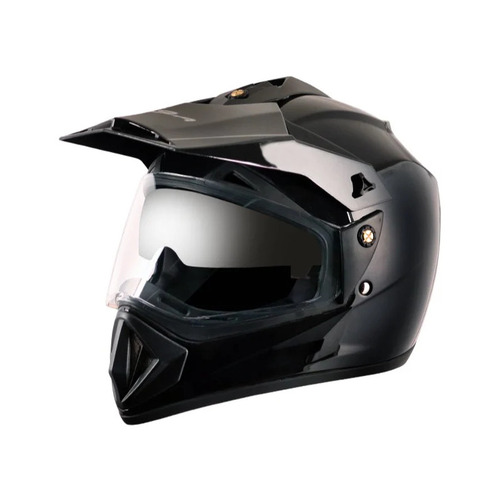 Vega Off Road Full Face Helmet - Polycarbonate & Fiberglass, Size L/XL, Matte Black Finish | ISI Approved, Ideal for Motorcycle Riding