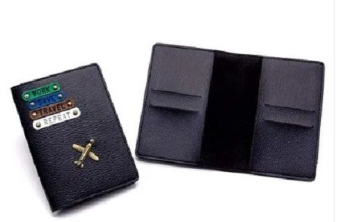 Black PU Finish Leather Passport Cover Holder