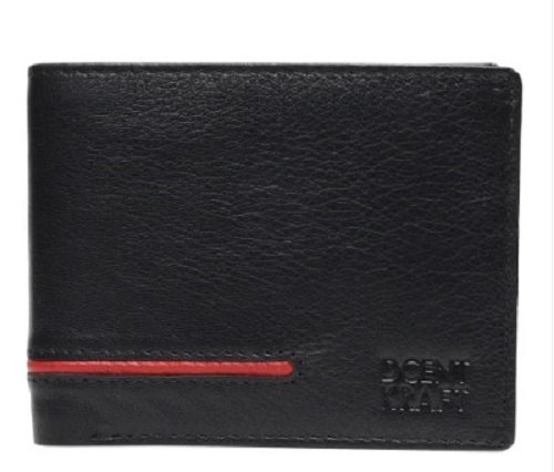 Black Textured Genuine Leather Wallet - Leather, Various Sizes, Black | Delivered Within Committed Time Frame, Plain Pattern, Gifting Ideal, Quality Tested