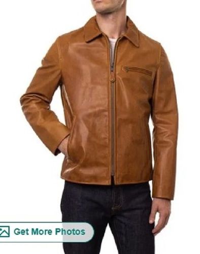 Full Sleeve Mens Tan Leather Jacket