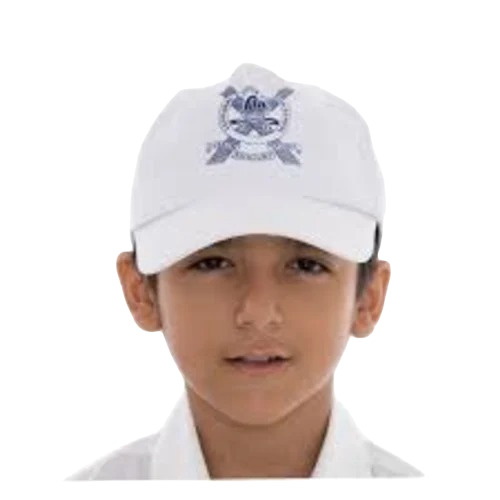 Kids Sports Caps - Cotton, Free Size, White | Customized Design, Unisex, Embroidered Pattern, Smooth Quality