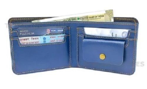 Plain Blue Leather Wallet