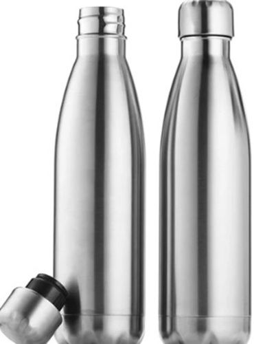 Stainless Steel Water Bottle - 500 mL Capacity, Round Shape, Silver Color, Ideal for Drinking Water