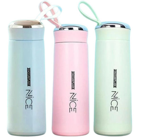 Glass Water Bottle - 500 mL Capacity, Multi Color Round Shape, Screw Cap Design for Beverage Storage