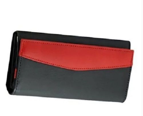 Ladies Red And Black Leather Wallet