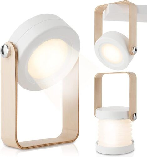Night Light Telescopic LED Table Lamp - Plastic, Medium Size, White | Adjustable Design, Dimmable Brightness, USB Rechargeable, Flexible Neck, Touch Controls