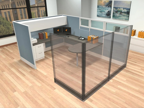 Wooden Office Partition - Customizable Sizes & Configurations, Elegant Antique Design with Built-in Storage & Stylish Finish