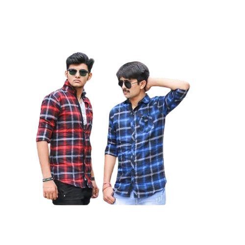 Classic Collar Cotton Casual Check Shirt