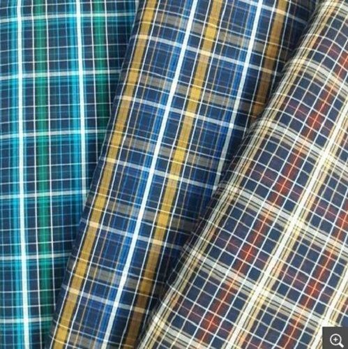 Cotton Polyester Check Blend Fabric