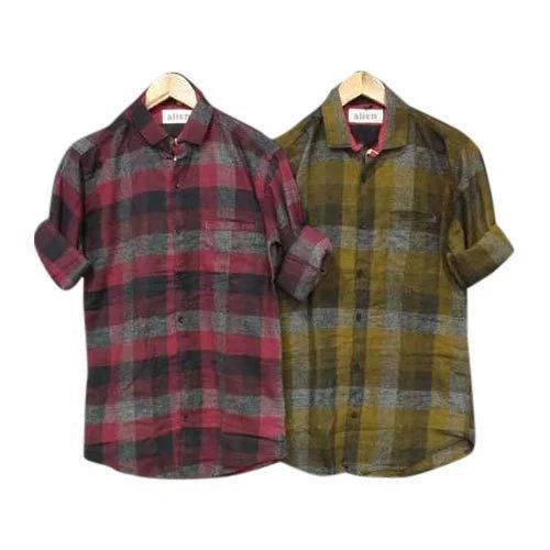 Durable Stiching Mens Cotton Casual Check Shirt