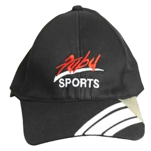 Men's Polyester Embroidered Sports Cap - Free Size, Black and White, Customized Logo | Classy Design with Attractive Pattern, Good Quality and Smooth Finish
