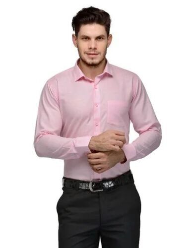 Mens Pink Formal Shirt - Premium Cotton Fabric Slim Fit Tailored Cut Breathable and Wrinkle-Resistant Design