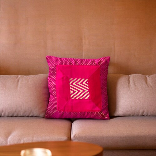 Cushion Cover - 100% Silk, 16x16 Inches | Intricate Designs, Multiple Colors, Elegantly Enhances Sofas, Beds, and Chairs