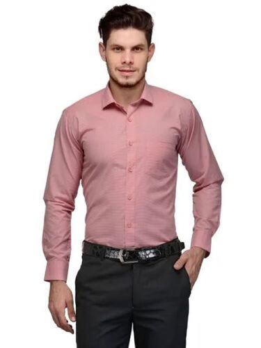 Premium Quality Easy-Care Men's Cotton Red Formal Shirt - Full Sleeves Pinstripe Pattern | Anti UV Breathable Waterproof Crisp White Long French Cuffs