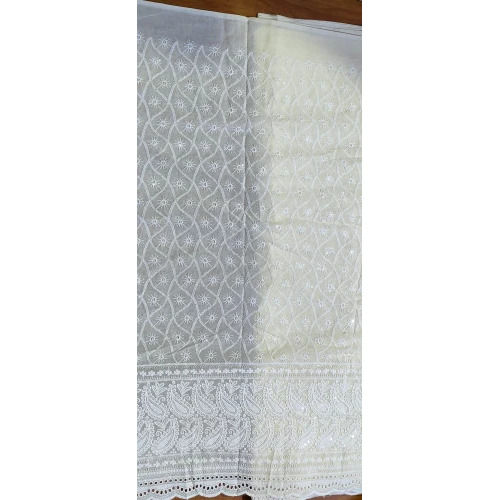 Kora Cambric Cotton Sequence Chikankari Fabric