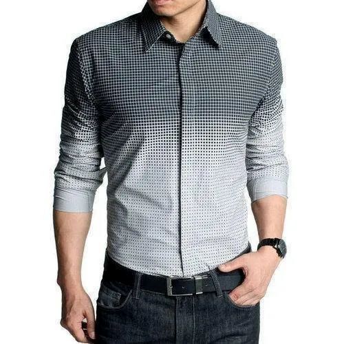 Men Fancy Satin Printed Cotton Shirt