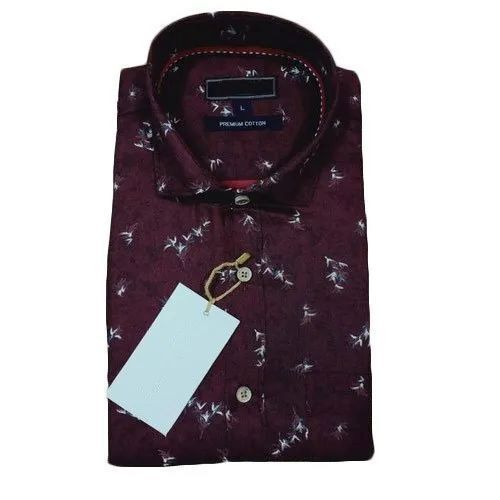 Men Maroon Designer Party Shirt