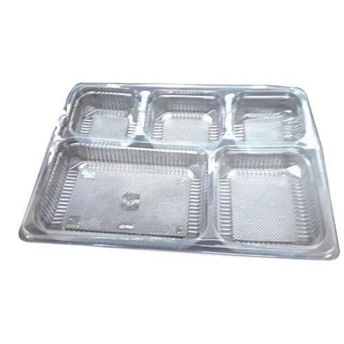 Food Serving Disposable Thali - PP Plastic 50 Pieces Transparent | Durable Leak-Proof Design Microwave-Safe Stackable Divided Sections BPA-Free Secure Lid
