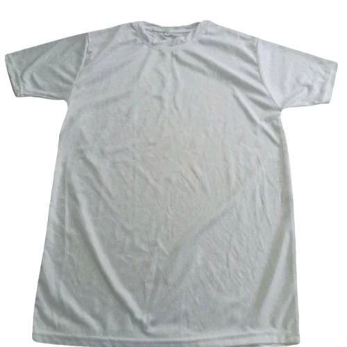 Men Polyester Casual T-Shirt - Regular Fit, Attractive Pattern Design, Short Sleeves, O-Neck, Plain White Color