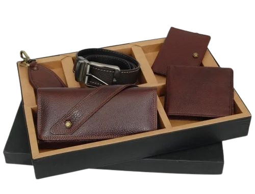 5 In 1 Corporate Gift Set - Leather Material, Customized Size, Brown Color | Durable, Comfortable, Attractive Design, Fine Finishing