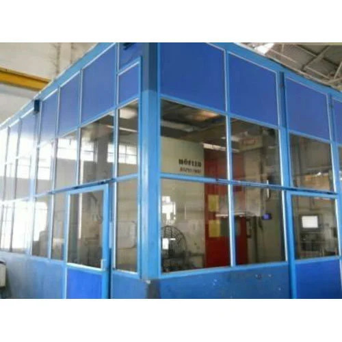 Aluminium Partition Works - PE Coated Finish, Swing Design with Elegant Glass Insertions