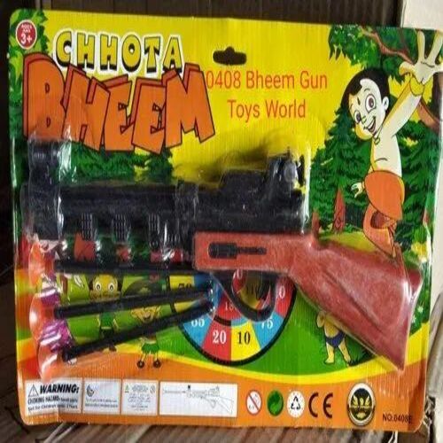 Chhota Bheem Shooting Gun Toy - Premium Quality Plastic, Good Condition, Multicolor Darts for Kids Aged 2-5 Years