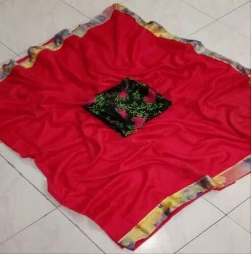 Georgette Saree - Premium Quality, Shimmering Red Elegance with Intricate Detailing and Soft, Sheer Drape