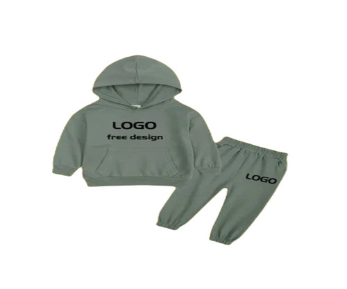 Kids Cotton Printed Hoodie Set - Large Size, Grey Color | Anti-Wrinkle, Breathable, Modern Style, Full Sleeves, Unisex Casual Wear for Ages 5-7