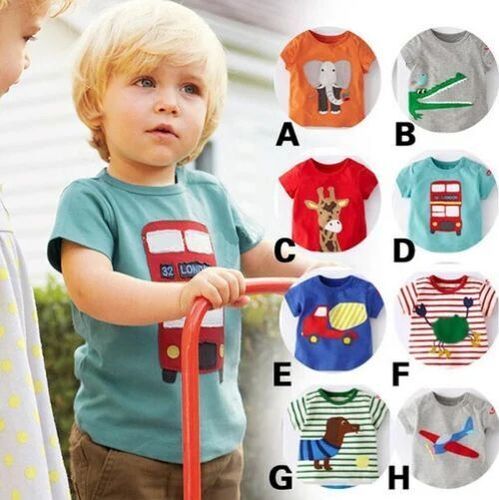 Kids T-Shirts - Cotton , XXS to XXL Sizes , Printed Patterns , Unisex Casual Style , Lightweight and Comfortable Fit , Soft Texture , Round Neckline , Anti UV, Waterproof, Cool Dry, Anti-Wrinkle Features