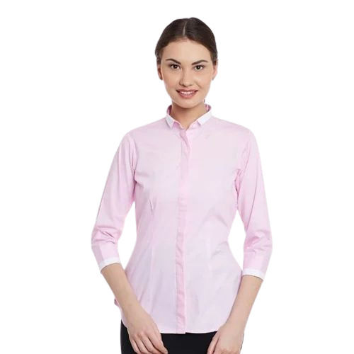 Ladies Formal Shirts - Cotton, Customized Size, Pink Color | Lightweight, Breathable, Washable, 100% Pure Quality