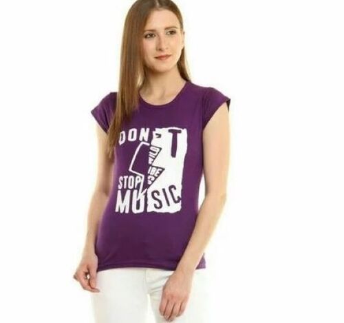 Premium Ladies Round Neck T-Shirt - Soft Cotton , Slim Fit , Purple , O-Neck , Short Sleeves , Breathable Casual Wear