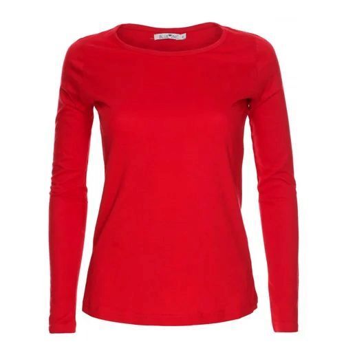 Long Sleeve Top - Premium Cotton, Red Plain Design | Breathable Fabric, Comfortable Fit, Soft Texture, Lightweight Design, Round Neckline, Casual Style