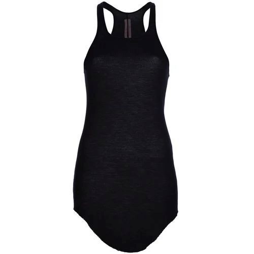 Long Tank Top - Premium Cotton Blend, Sleeveless Design with Breathable Fabric, Extended Length and Slim Fit in Black