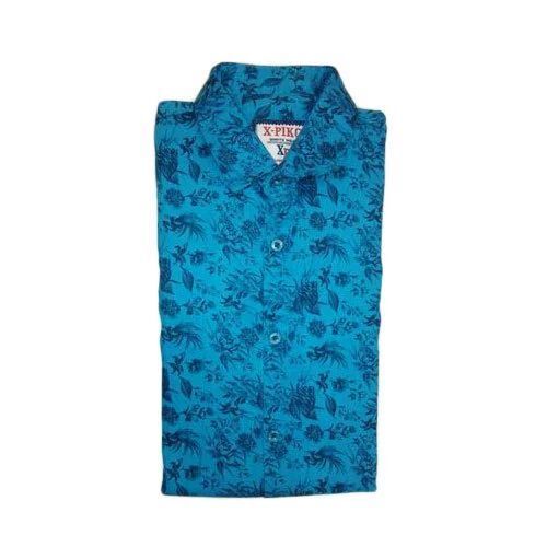 Premium Cotton Blend Blue Shirt - Slim Fit, Crisp Collar, Full Sleeves | Anti UV, Breathable, Cool Pass, Dry Cleaning
