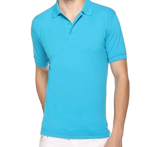 Cotton Men T-Shirt - Regular Fit , Attractive Pattern with Polo Collar, Short Sleeves in Blue