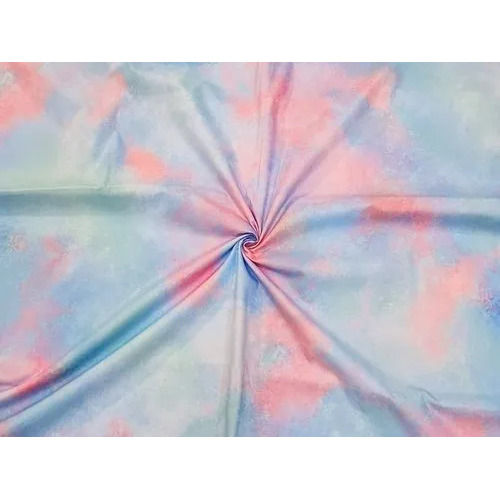 Blue Pink Abstract Printed Cotton Fabric