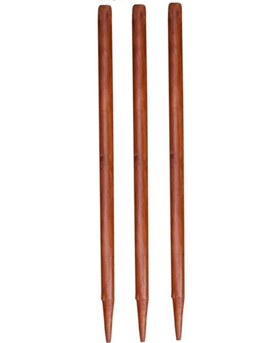 Cricket Wooden Stumps - High-Quality Wood, Standard Height & Width, Brown Color - Durable Design with Metal Base for Optimal Stability & Smooth Finish