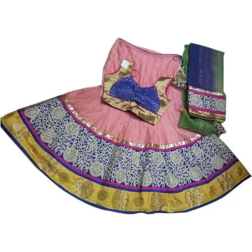 Designer Chaniya Choli Set - Decoration Material: Feather