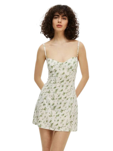 Ladies Cami Dress - Polyester Regular Fit Sizes L-XXL Ivory White | Light Weight Breathable Sleeveless Printed Design for Summer