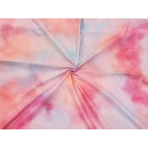 Orange Pink Blue Abstract Printed Cotton Fabric - Color: Multicolor