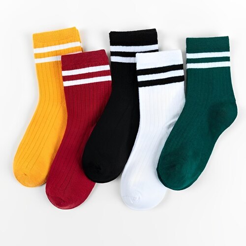 Cotton School Socks - Durable Elastic Cuffs, Soft on Skin | Breathable, Easy to Maintain, No Fade, Unisex