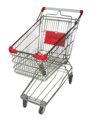 Stainless Steel Shopping Trolley - 60 Liters Capacity, Silver Color, Heavy-Duty Design