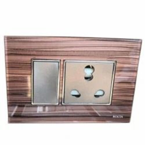 Switchboards - Wooden Rectangular Shape, Standard Size, Brown Color | Easy to Install, Shock and Heat Resistant, 1 Socket, 1 Switch