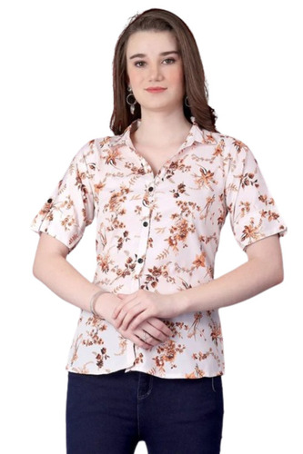 Women Floral Printed Shirt - 100% Polyester Sizes M to XXL Multicolor | Light Weight Breathable Classic Collar Half Sleeve Regular Fit