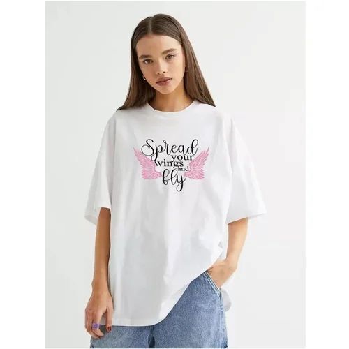 Women Printed Half Sleeve White T-Shirt