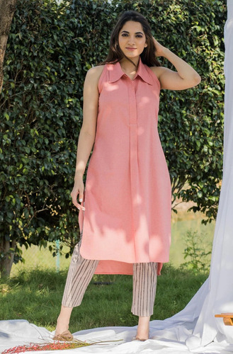 Cotton A Line Plain Kurti - Customized Size, Long Sleeve | Breathable, Quick Dry, Washable, Versatile Minimalist Essential in All Colors