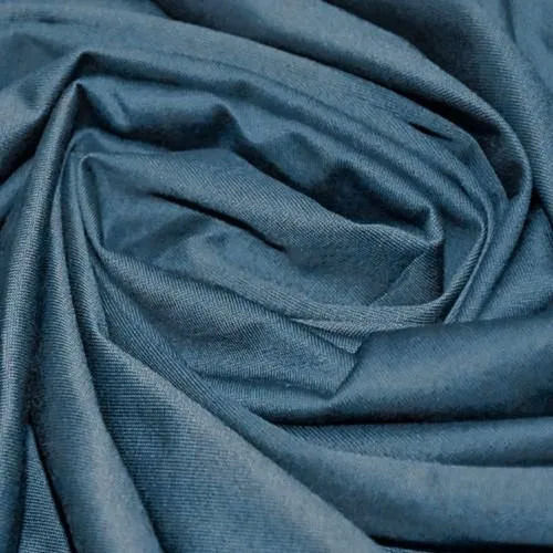 Blue Mercerized Cotton Knitted Fabric