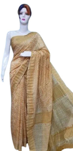 Brown Cotton Printed Saree