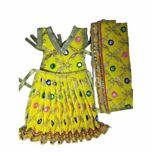Designer Saraswati Mataji Embroidered Dress - Polyester Fabric, Size 0 to 6, Multicolor | Luxurious, Easy to Clean, Handmade, Lightweight, Eco-Friendly